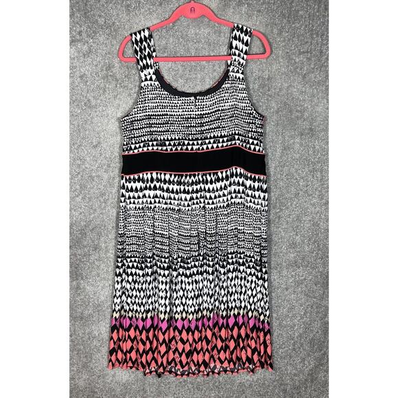 Catherines Midi Dress Womens Size‎ 2X Black White Geometric Stretch Sleeveless - Picture 2 of 6